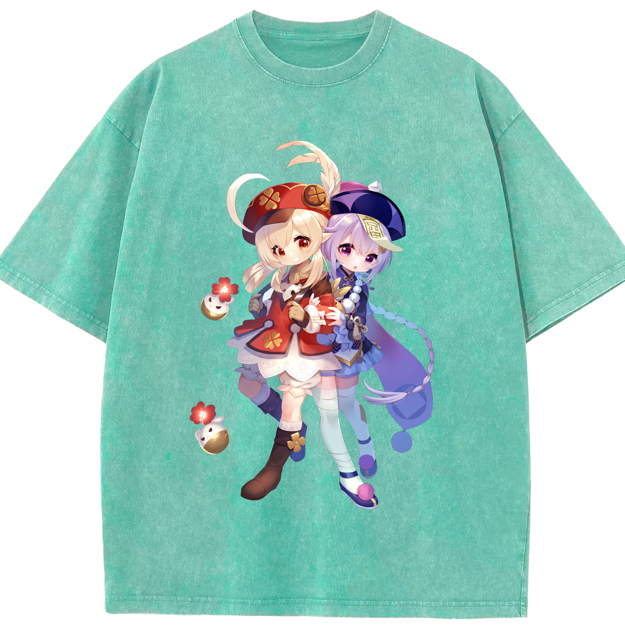 げんし神 七七 なな  genshin Nana 綿100% ヴィンテージ風 半袖Tシャツ（フロントプリント）